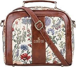 THE CLOWNFISH Combo of Elsie Series Tapestry Crossbody Sling Bag Single Shoulder Bag & Aria Collection Tapestry Fabric Zip Around Style Womens Wallet Ladies Clutch
