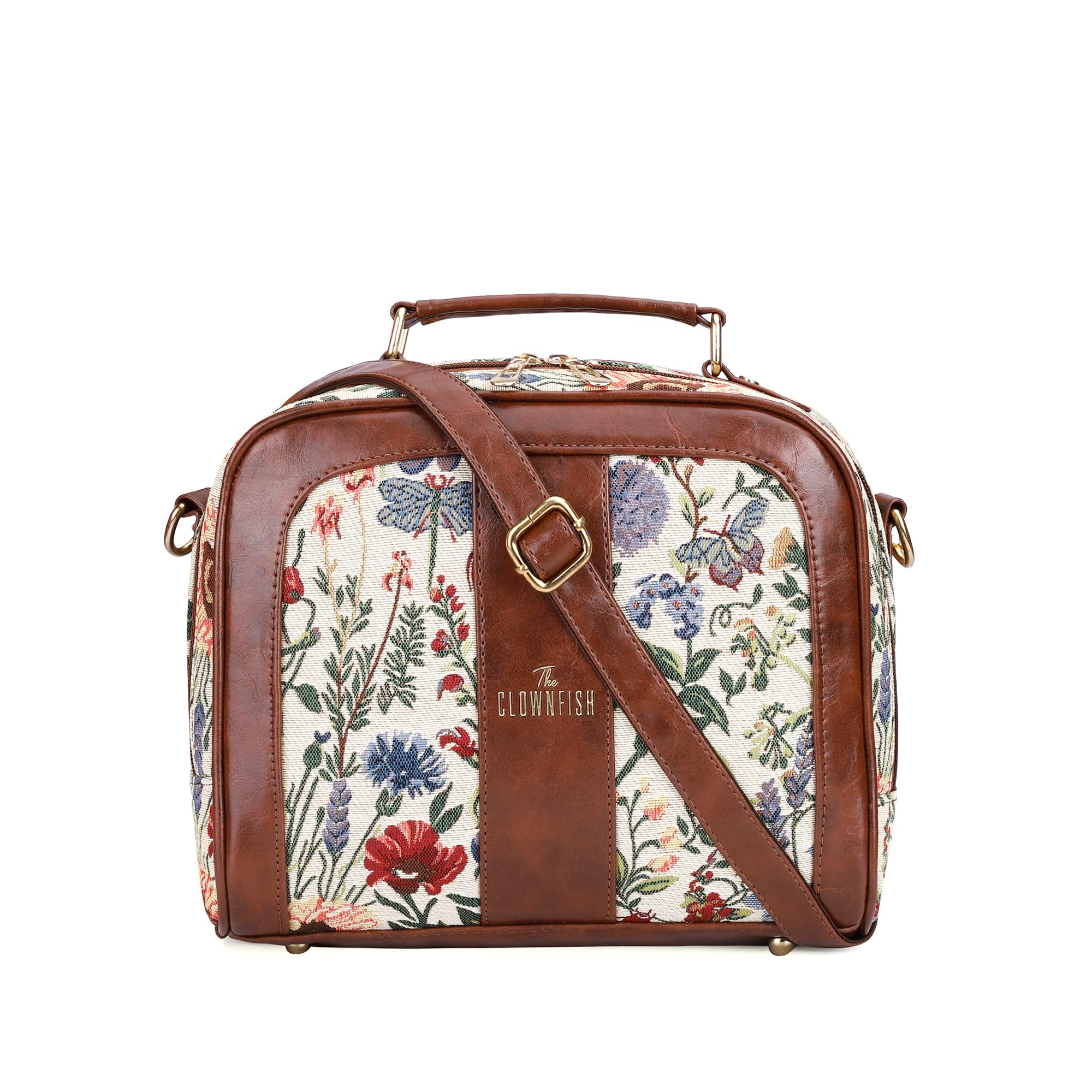 Combo of Elsie Series Tapestry Crossbody Sling Bag Single Shoulder Bag & Aria Collection Tapestry Fabric Zip Around Style Womens Wallet Ladies Clutch