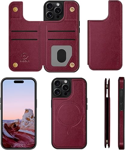 Miniatura 9 de Funda tipo cartera para iPhone 15 Pro Max de 6.7 pulgadas (compatible con Magsafe), magnética 2 en 1 desmontable funda trasera con tapa abatible,