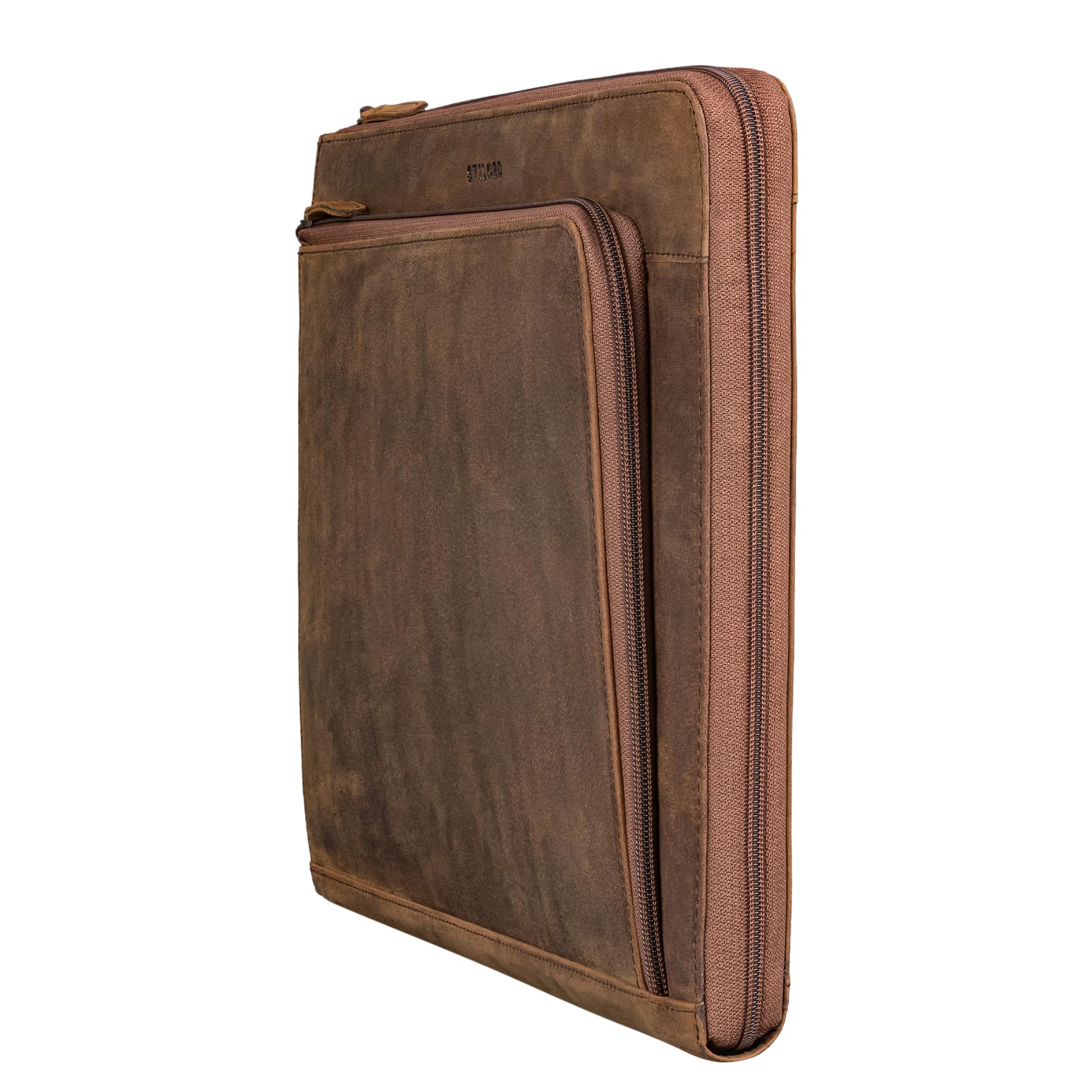 STILORD 'Stefano' Elegante Dokumentenmappe A4 Leder mit Laptopfach - Echtleder Laptop Sleeve 14-15 Zoll für Damen und Herren - Ideal als Businessmappe für die Arbeit, Farbe:sepia - braun
