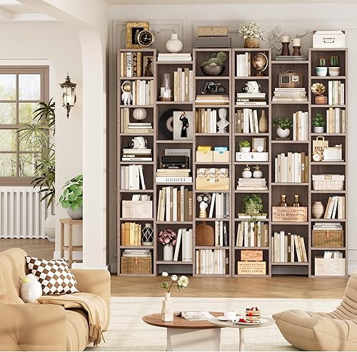 Miniatura 4 de FOTOSOK Estante de torre de almacenamiento de medios de 8 niveles de triple ancho, estante grande de almacenamiento de CD y DVD de 71 pulgadas con