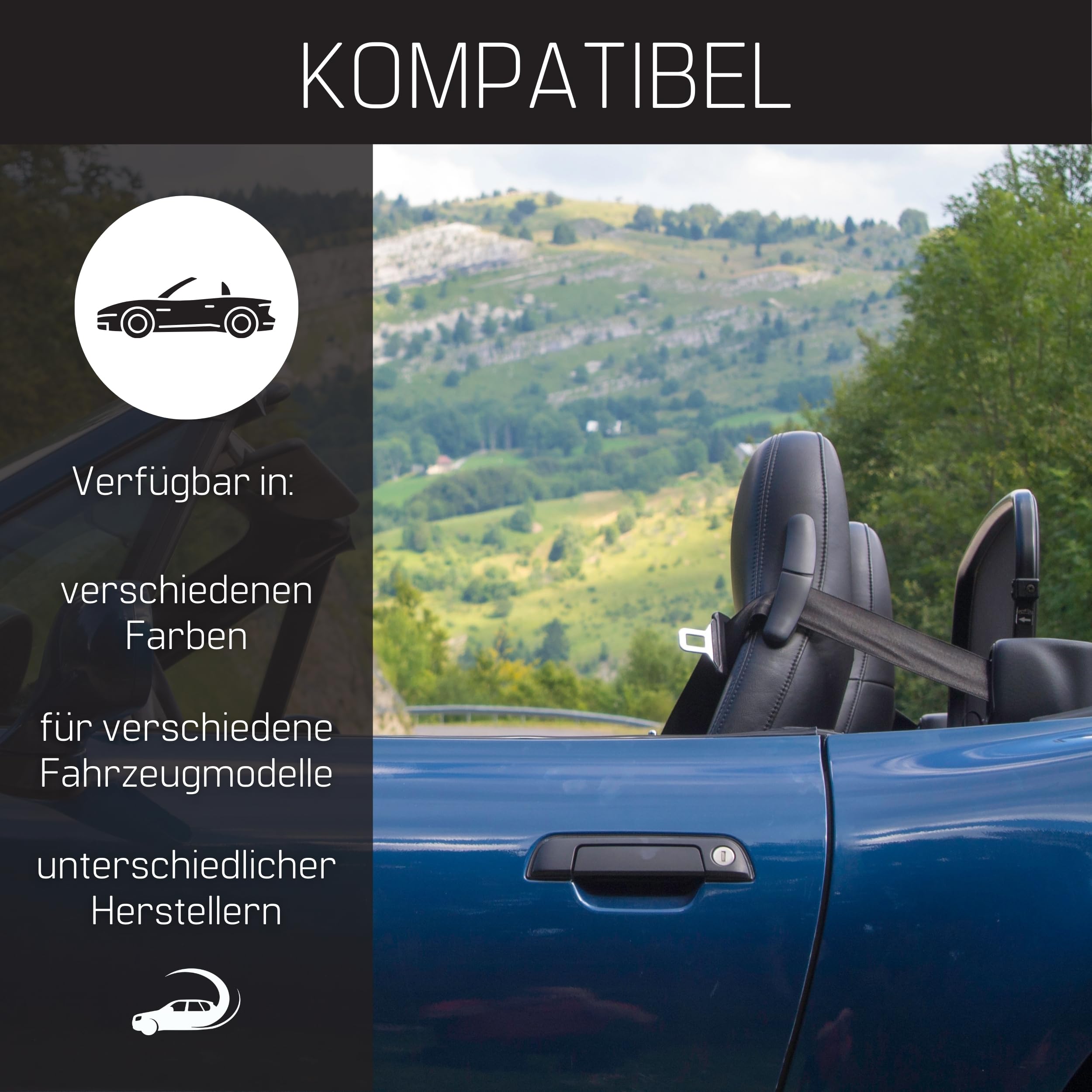 Windschott kompatibel mit BMW E93 Baujahr 2006-2013 (Schwarz) – Windschott Universal mit Schnellverschluss ohne Tasche