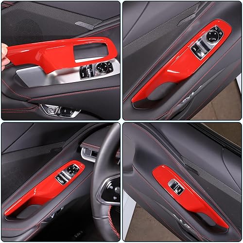 Miniatura 4 de Sekhyna Cubierta del panel de interruptor de elevación de ventana compatible con Chevrolet Corvette C8 Stingray Coupe 2020 2021 2022 2023 ABS 2