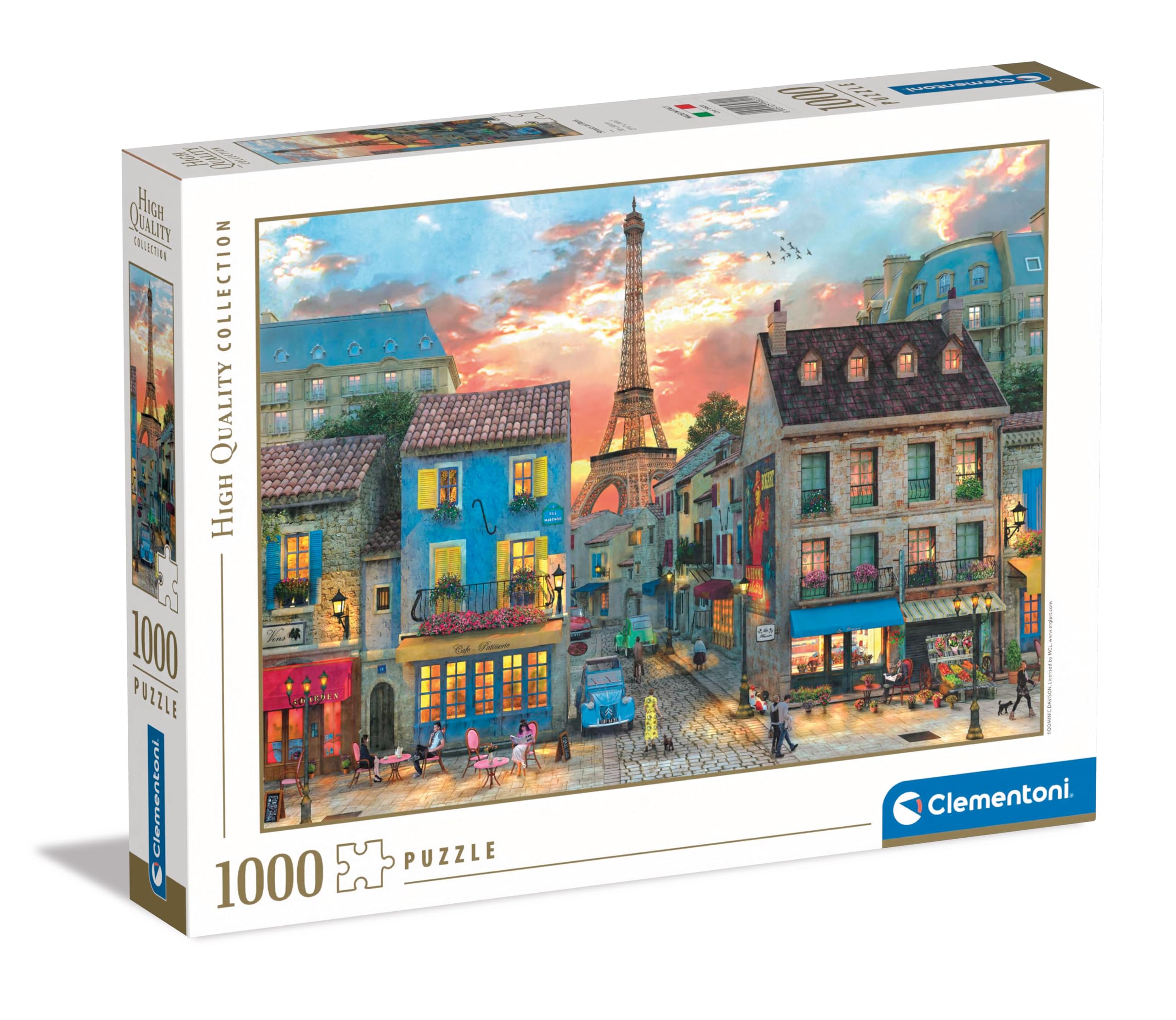 Clementoni - Streets of Paris - 1000 Piece Collection Puzzle - Adult, Horizontal, Fun for Adults - Made in Italy