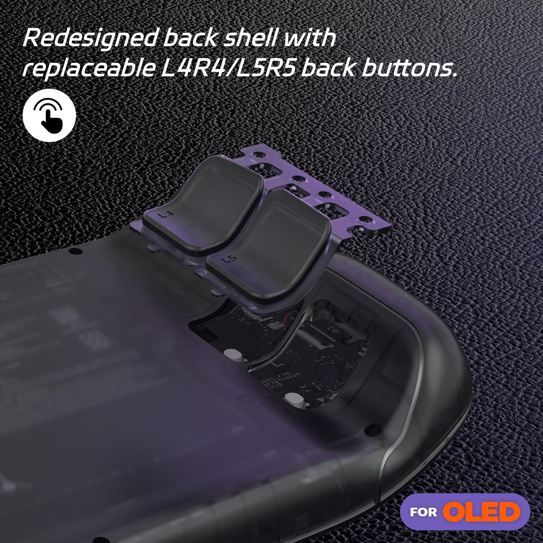 eXtremeRate Coque pour Steam Deck OLED Console avec Boutons,Coque Avant Plaque Arrière pour Steam Deck OLED et Boutons Remplacement-Noir Transparent(sans Console)