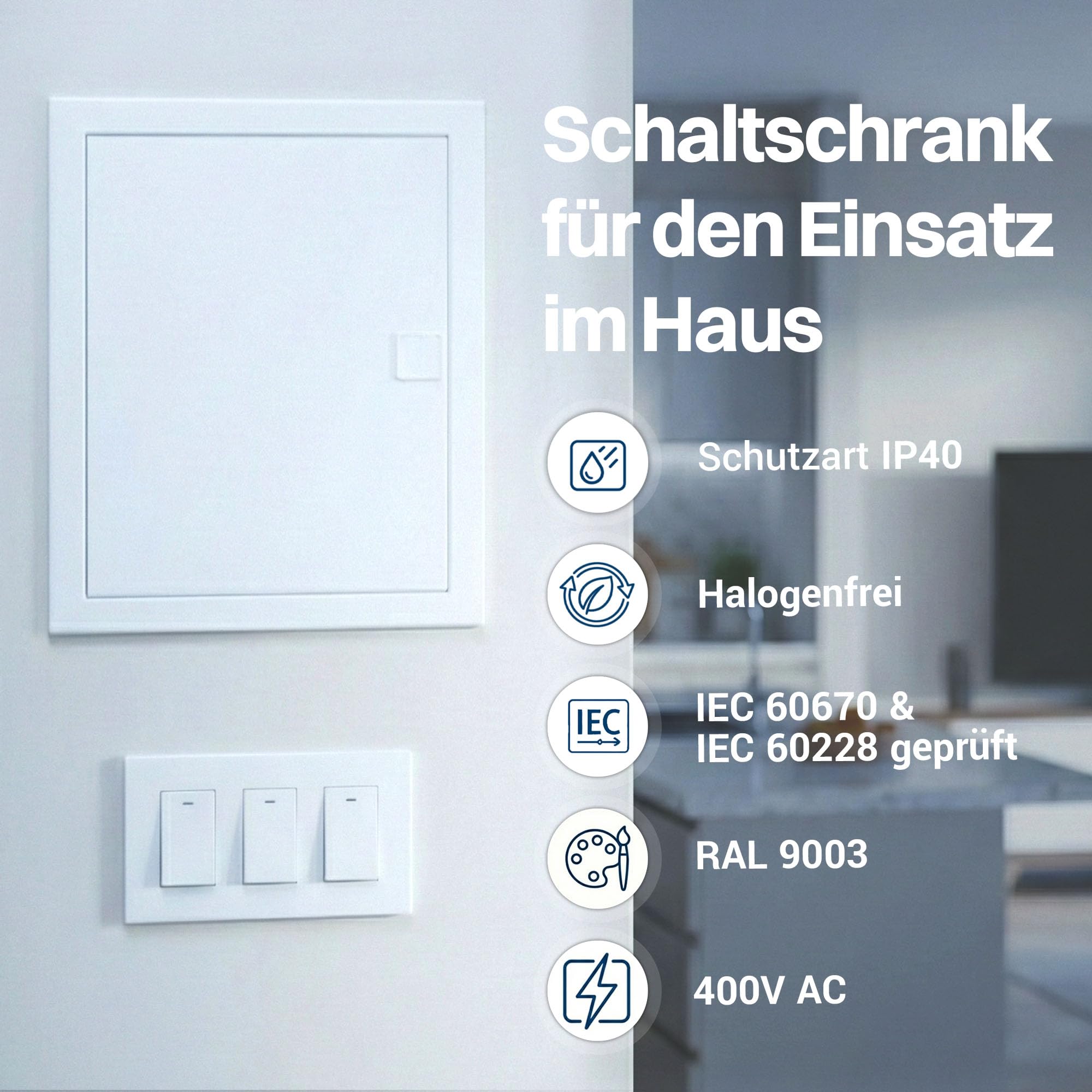 Intratec Sicherungskasten Unterputz 2 reihig – Unterputz & Hohlwand Verteilerkasten IP40 für 24 Module mit weißer Tür und Hutschiene einfache Elektroinstallation Zuhause & Gewerbe – 442 x 346 x 94mm
