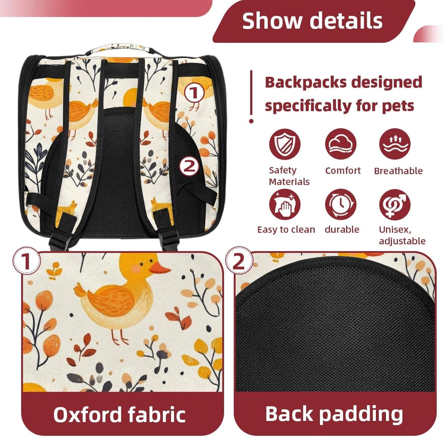 Cute Bright Yellow Ducks (34) Pet Carrier Soft Sided Carrier for Small Medium Cats Dogs