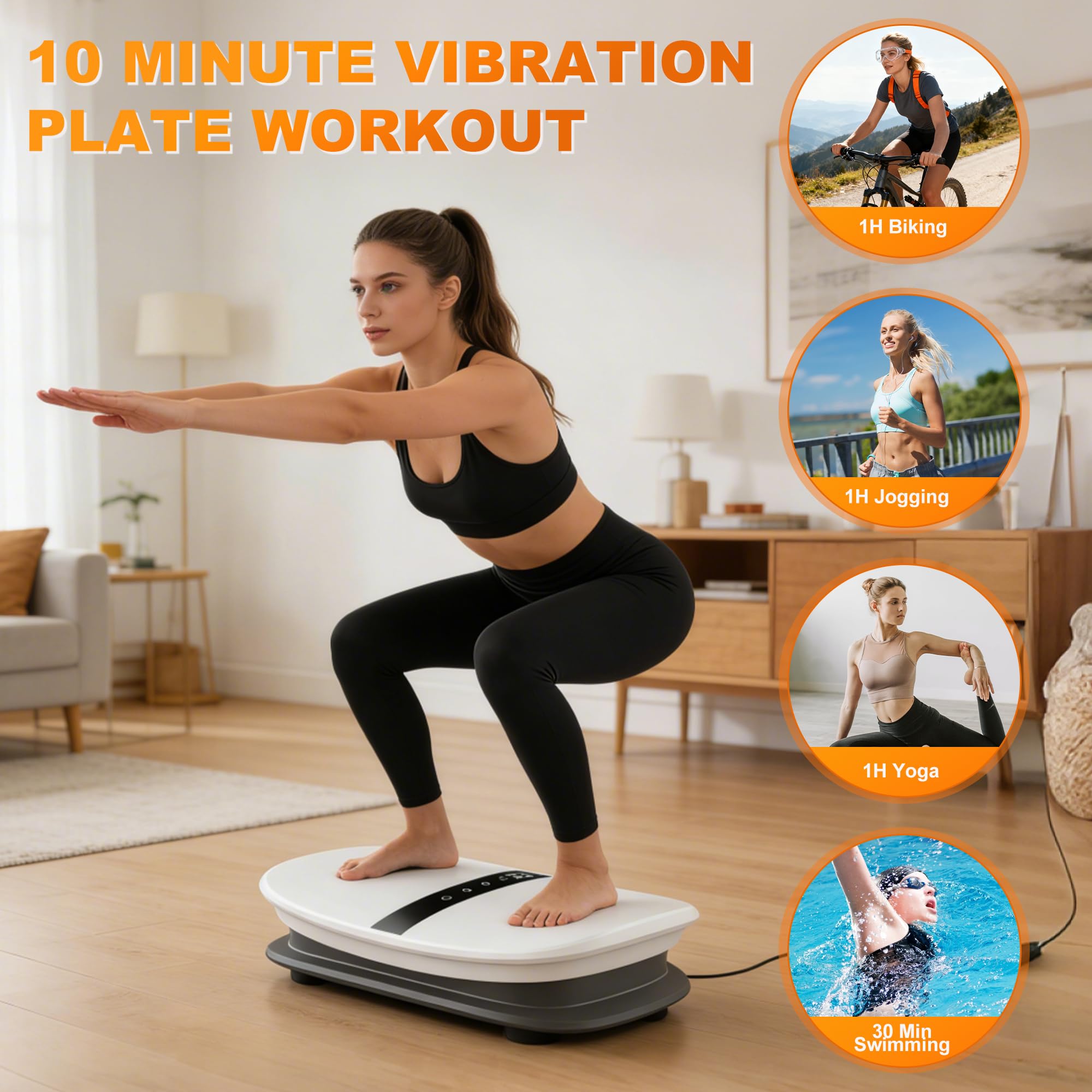 Vibrationsplatte, Fettverbrennung&Muskelaufbau, Ganzkörper-Vibration, Integrierter Bluetooth-Lautsprecher, 30 einstellbare Geschwindigkeiten, leiser Motor, Rüttelplatte für Frauen & Männer, 120KG