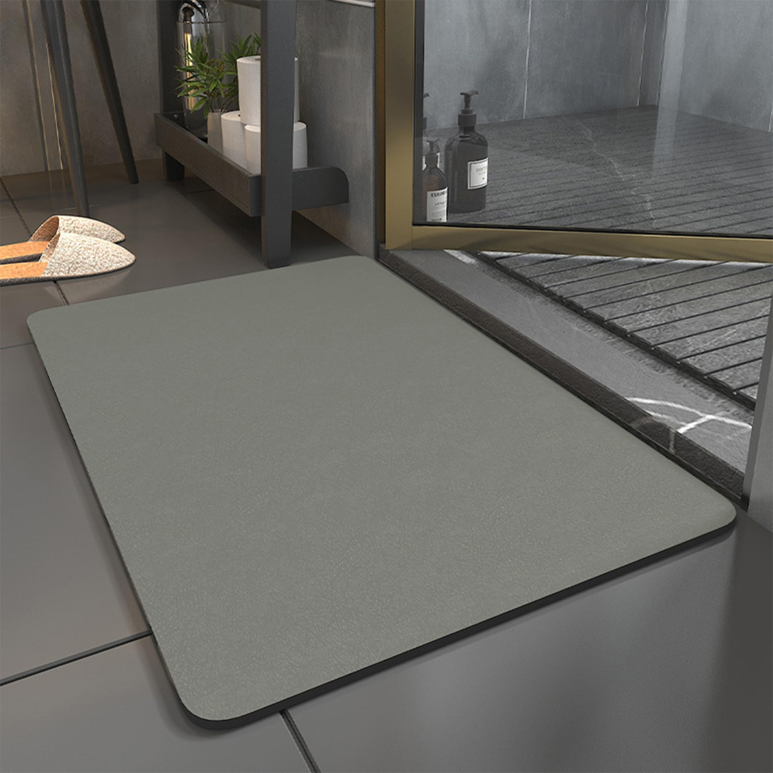 Amazon | Pracfalt バスマット 珪藻土 速乾 抗菌 50×80cm お風呂 足