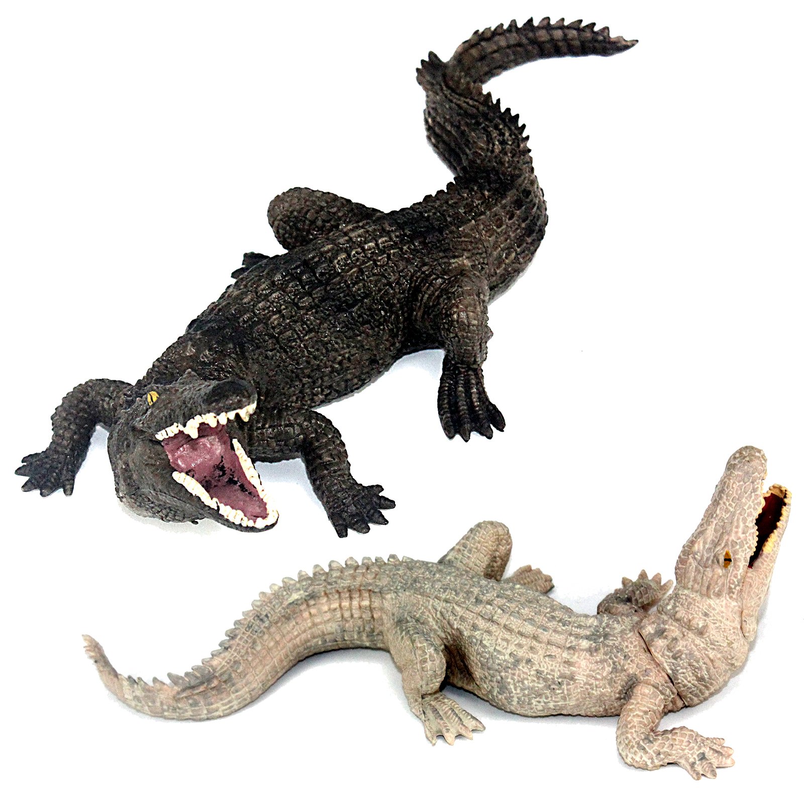 FUNSHOWCASE African Jungle Wild Animals Toy Nile Crocodiles Figure Realistic Plastic Figurine Gifts for Kids, Cake Topper, Playset Lot 2-piece