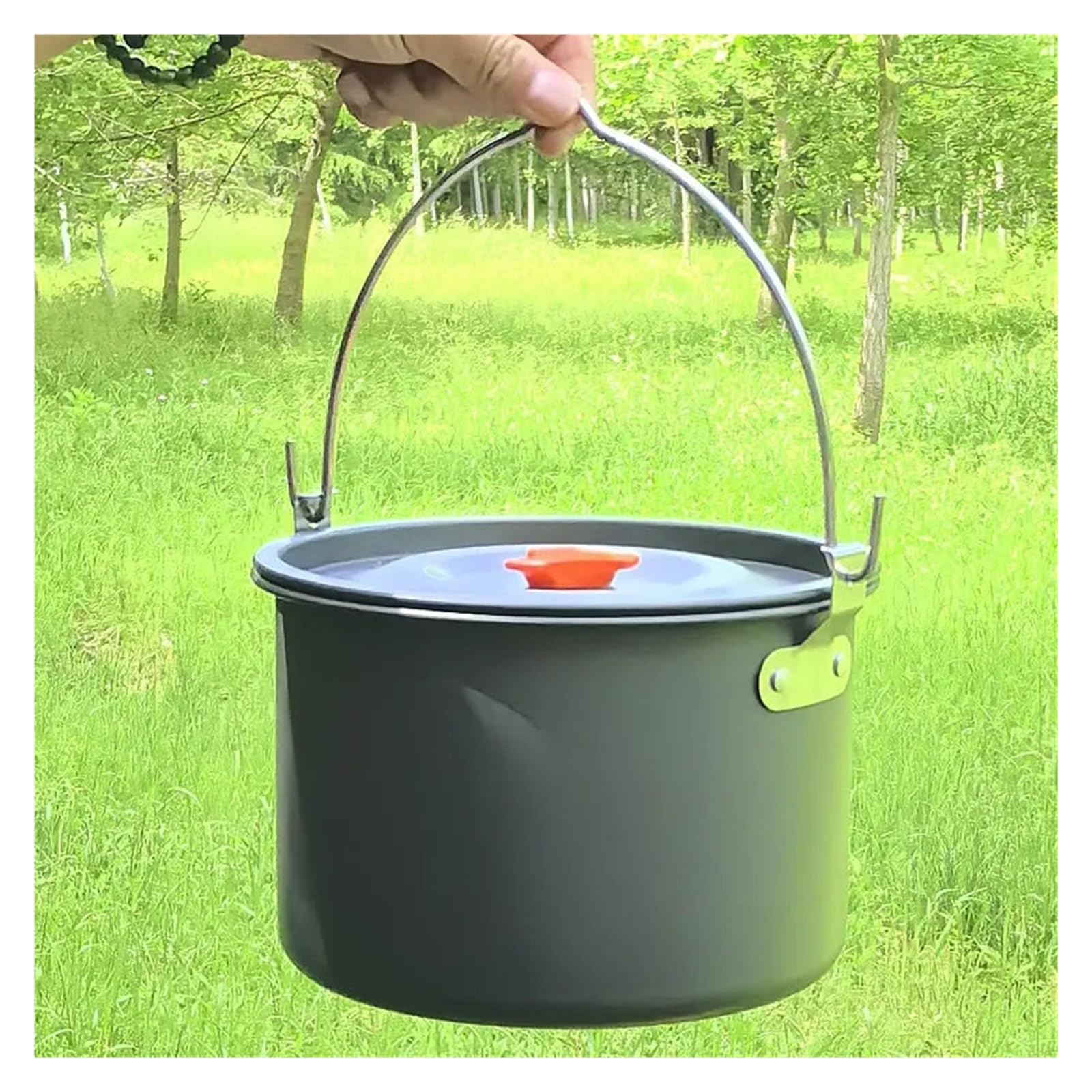 Generico Compatibile for 4-6 Persone, Campeggio all'aperto, Padella Antiaderente, pentola sospesa, calderone da Picnic Portatile, Squadra falò