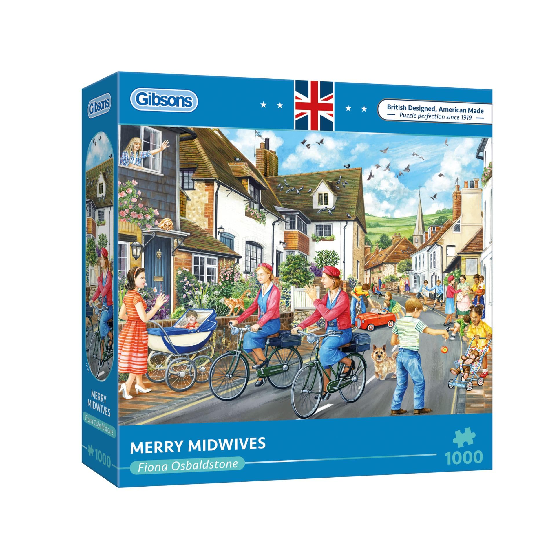 Gibsons Games Merry Midwives 1000 Piece Jigsaw Puzzle – British Village Nostalgia – Sustainable Puzzle for Adults & Teens – Premium 100% Recycled Board