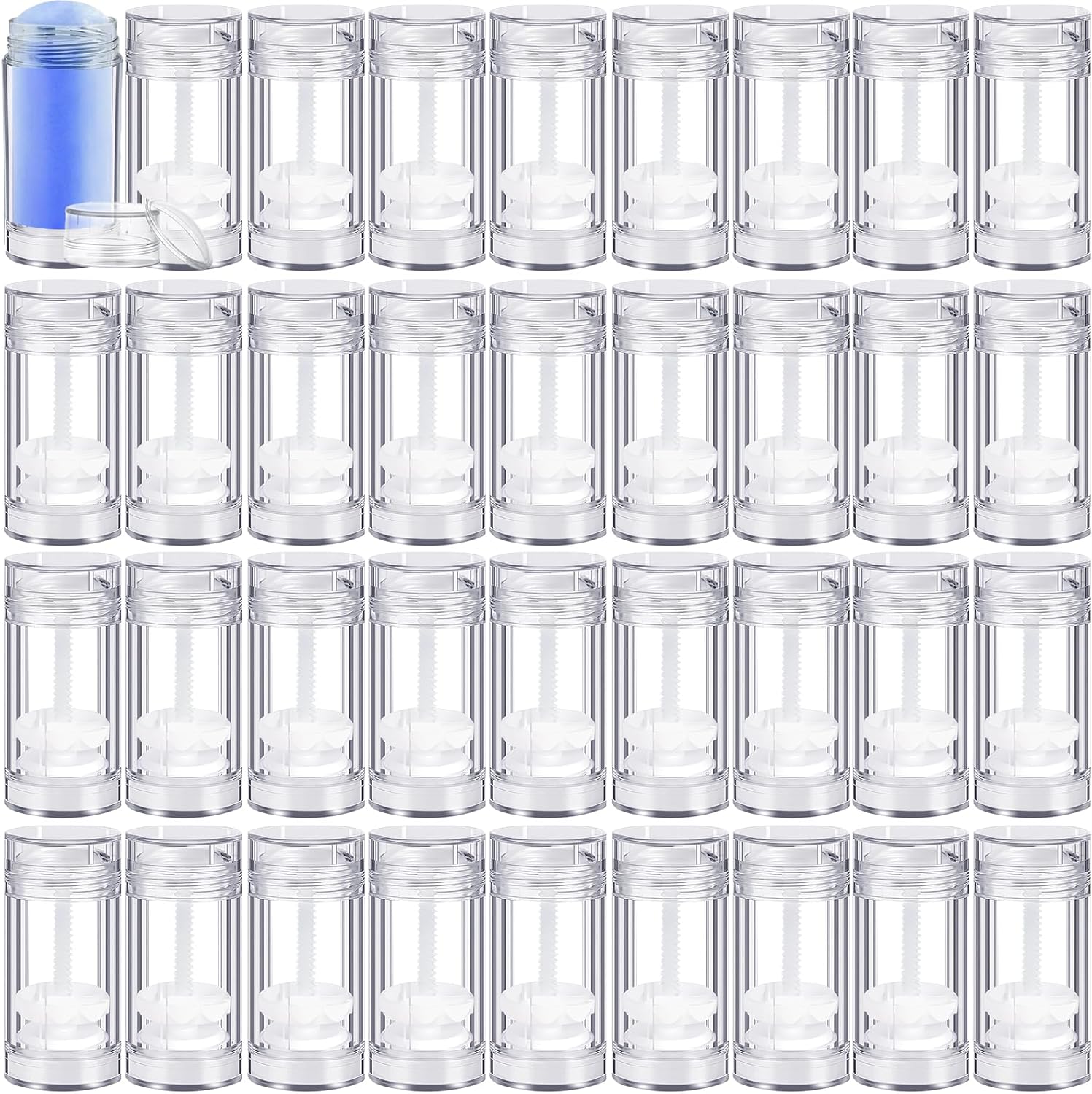 36 Pcs Empty Deodorant Containers Clear Plastic Twist up Filling Stick Round Lip Balm Tubes Refillable Deodorant Bottles for DIY Homemade Crayon Lipstick (30 ml)
