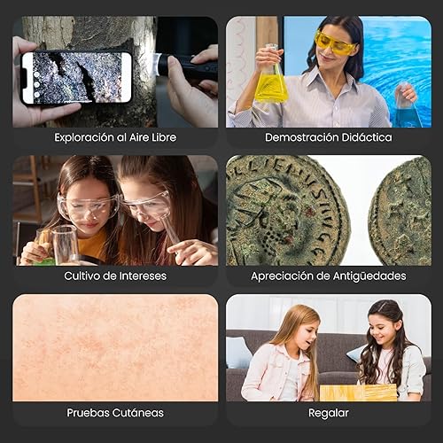 Miniatura 8 de Matatastudio M2C Microscopio digital inalámbrico 50X-1000X aumento WiFi portátil de mano 1080P HD con soporte ajustable para uso en interiores y