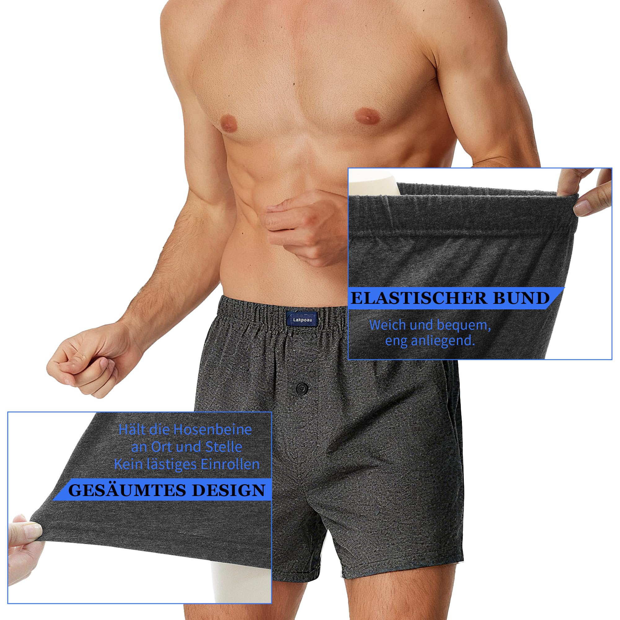 Boxershorts Herren 6er Pack Männer Unterhosen Weiche Lockere Boxer Unterwäsche Baumwolle Atmungsaktive Komfortable mit elastischem Bund Multipack Gr. M-4XL
