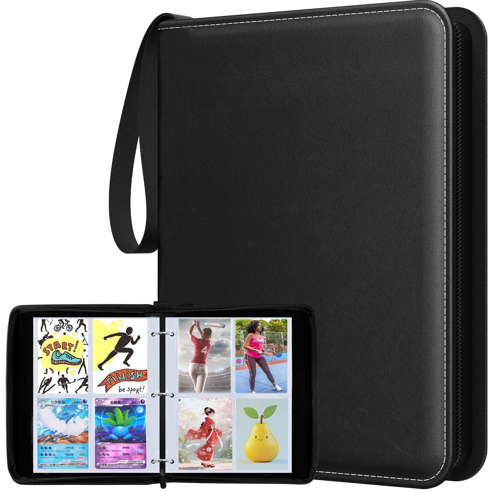 Sigowal Trading Card Binder 4 Pocket, Holds 400 Cards with 50 Removable Double-Sided Sleeves, Baseball Card Binder Card Storage Organizer Album for Boys, Girls, Sports & Game Cards