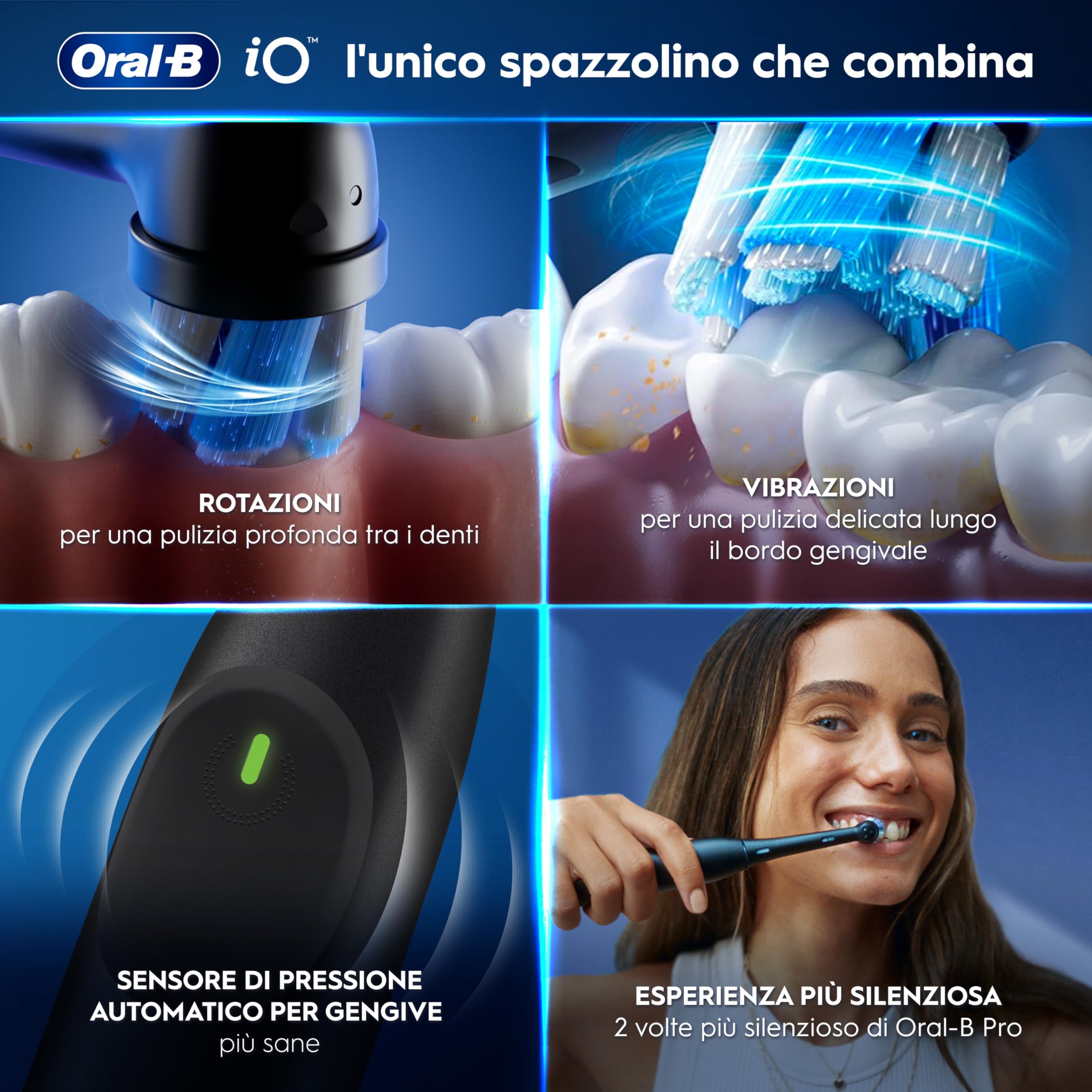 Oral-B iO 9 Spazzolino Elettrico, con 1 Testina di Ricambio, Nero