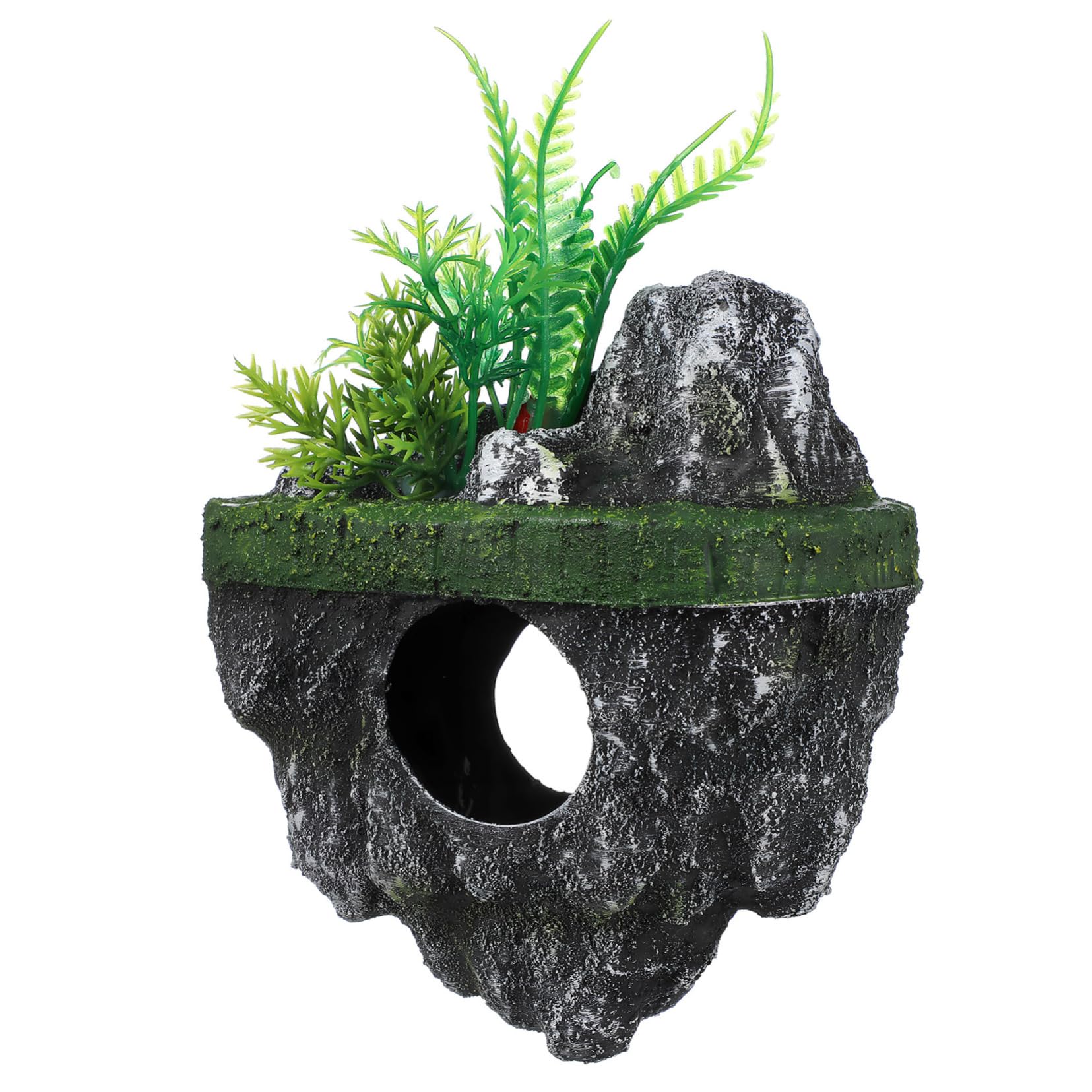 Yardwe Floating Aquarium Decoration Realistic Rock Hideout Shelter 7.48 Inch Fish Tank Ornament for Aquatic Pets Landscape and Fish Tank Decor