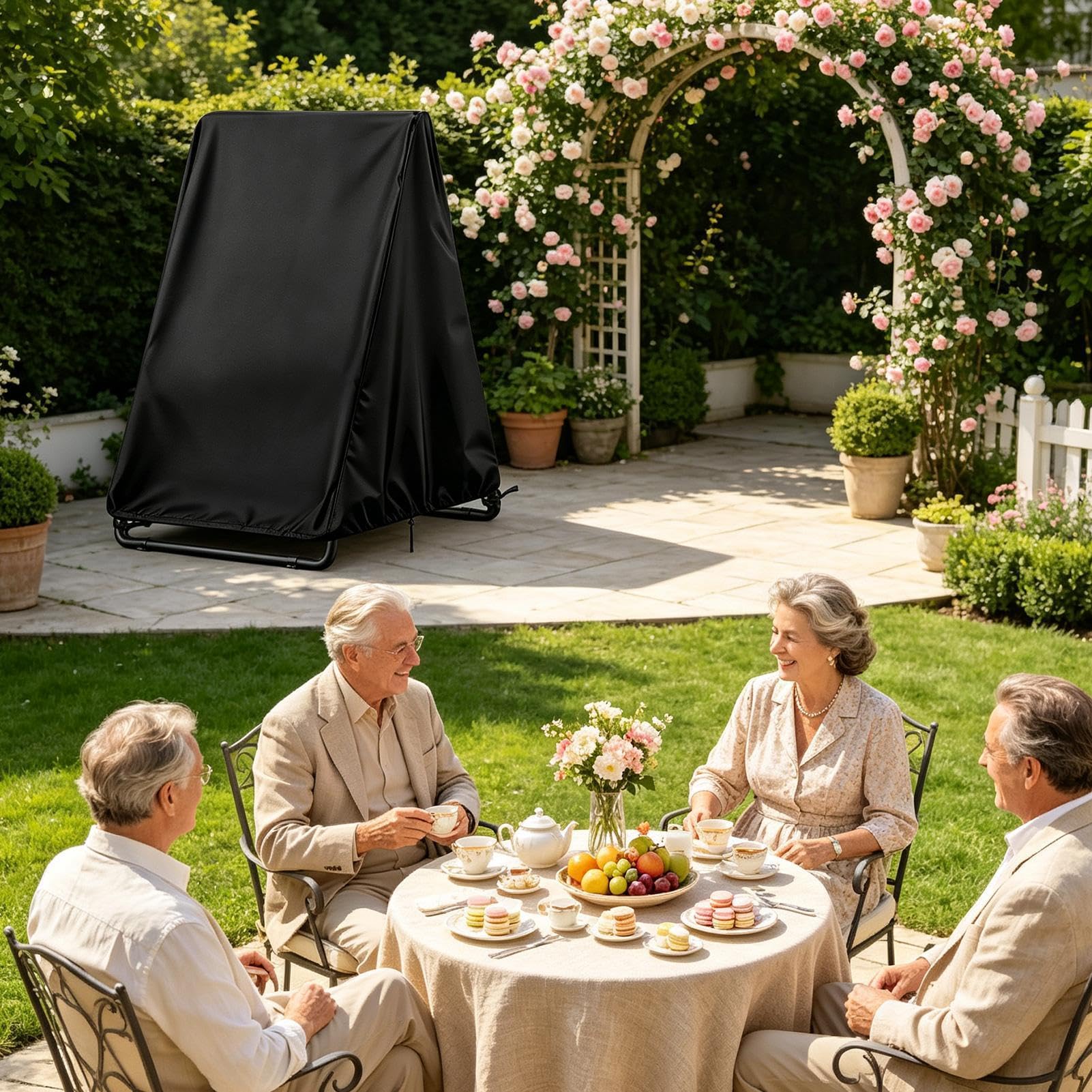 Copri Sedia a Dondolo Resistente Antivento Impermeabile Tenda Parasole | Copri Altalena da Per Patio Giardino Esterno Cortile Campeggio Mobili Amaca Dondolo Tenda Casa Tettuccio