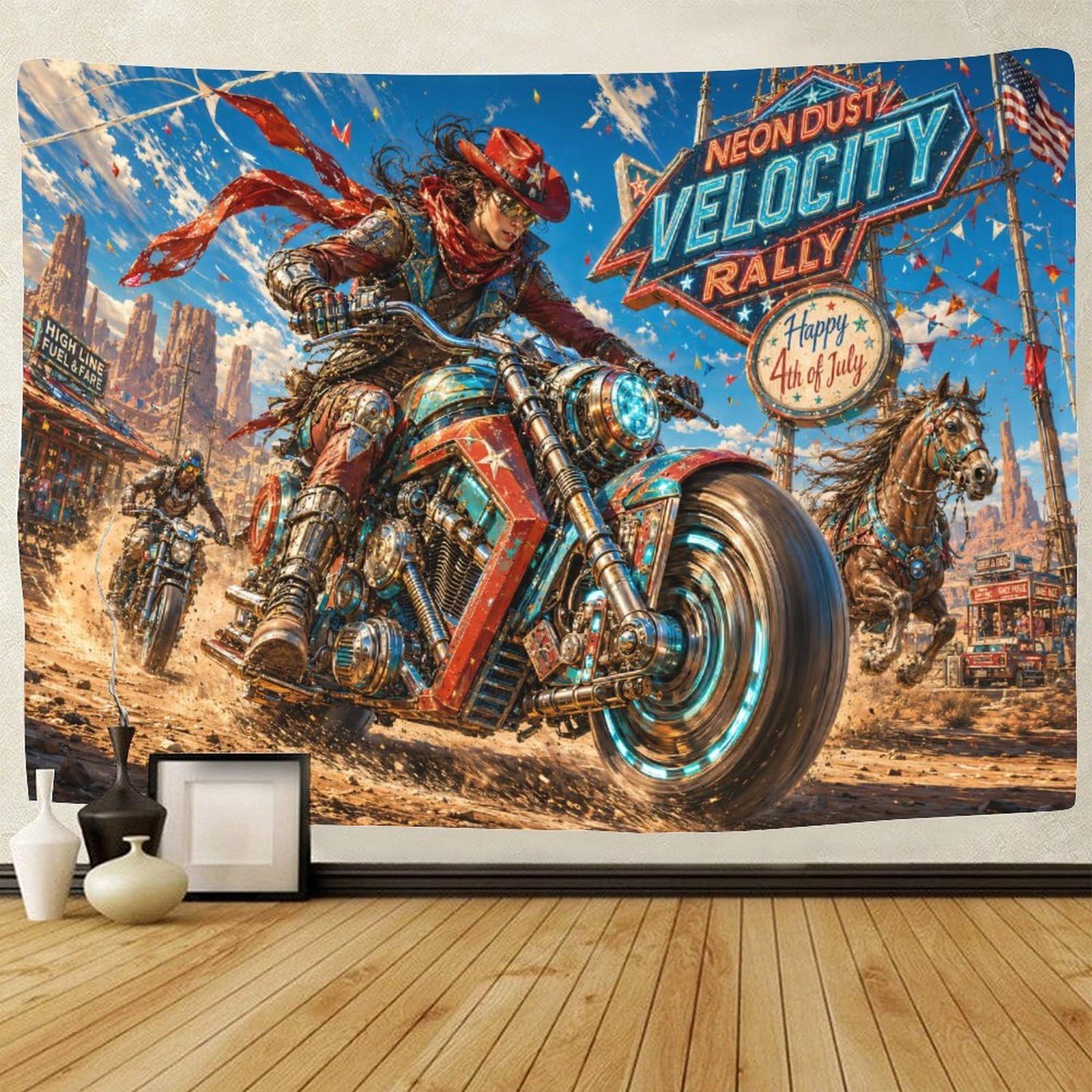 ASDFGHJKLZA Wild West Motorcycles Wall Art Decor 3D Print Wall Tapestry Tapestries Home Decoration Curtain Bedroom Dorm 180cmx230cm