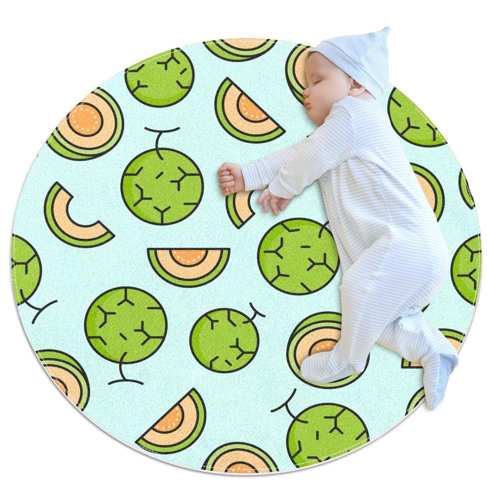 Tapis de salle de bain melon rond antidérapant chambre 1 m