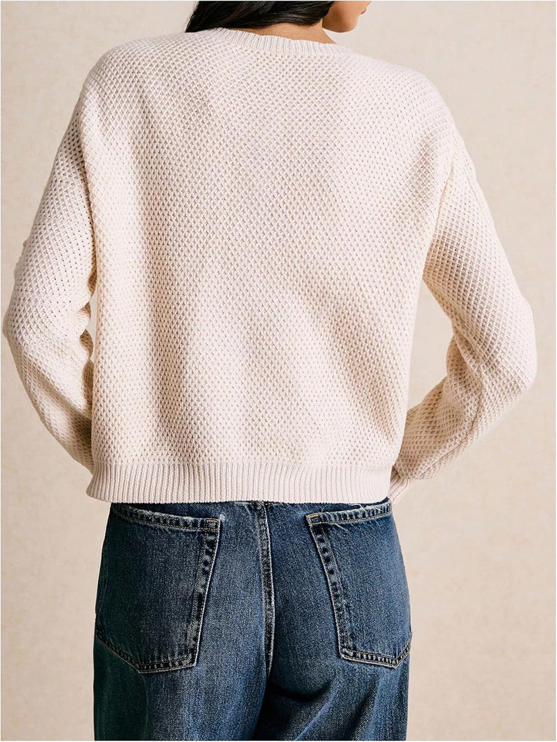 SOLY HUX Women's Button Down Cardigan Sweater Long Sleeve Crew Neck Hollow Out Knit Going Out Tops Fall Clothes - Image 2