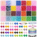 Audab 2240Pcs 28 Color 6mm Round Pearl Beads for Jewelry Making