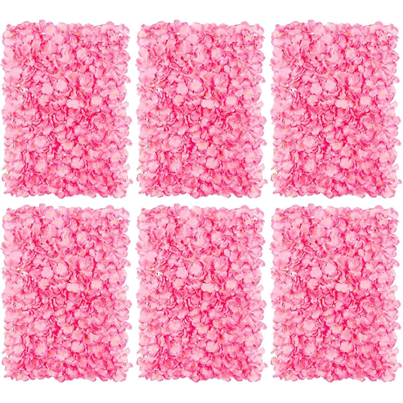 GOUZIBHD Artificial Flower Wall Panels 3D Flower Wall Backdrop for Wedding Party Event Photo Backdrop Wall Decor,Faux Floral Panel,Decorative Hydrangea Flower Panels Wall(Size:6PCS,Color:Pink)