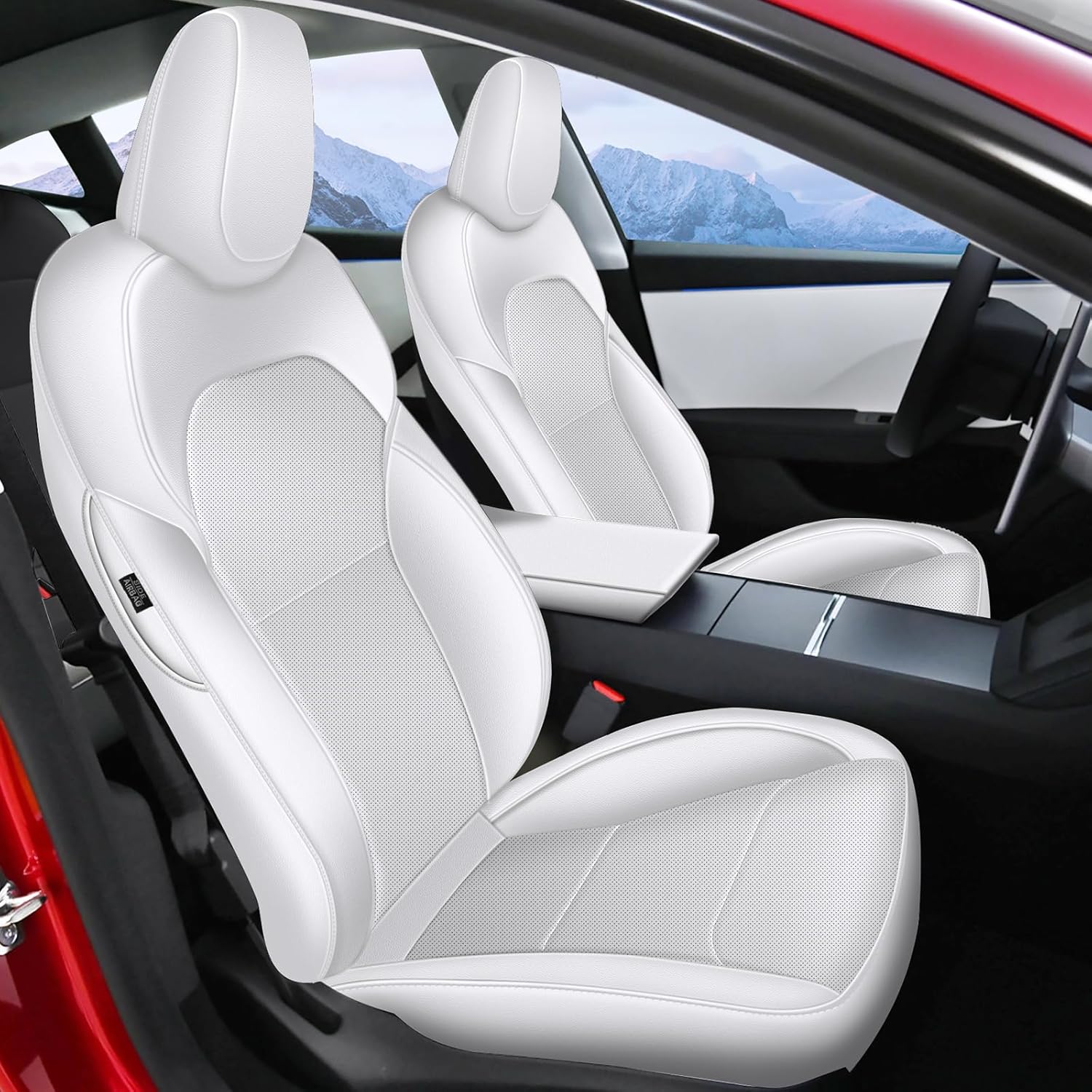 AOMSAZTO Car Seat Cover for Tesla Model 3 2024 2025 White product image