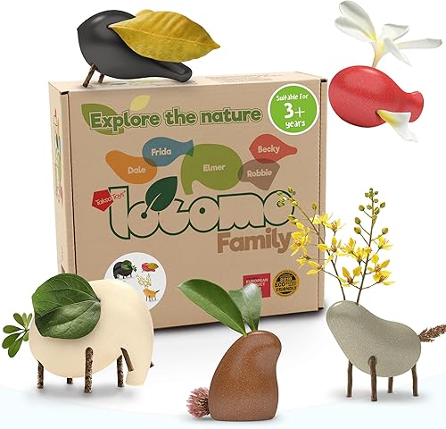 Taksa Toys Locomo Family Edición multicolor IV (juego de 5)  Figuras de animales de madera de extremo abierto educativo al aire libre para