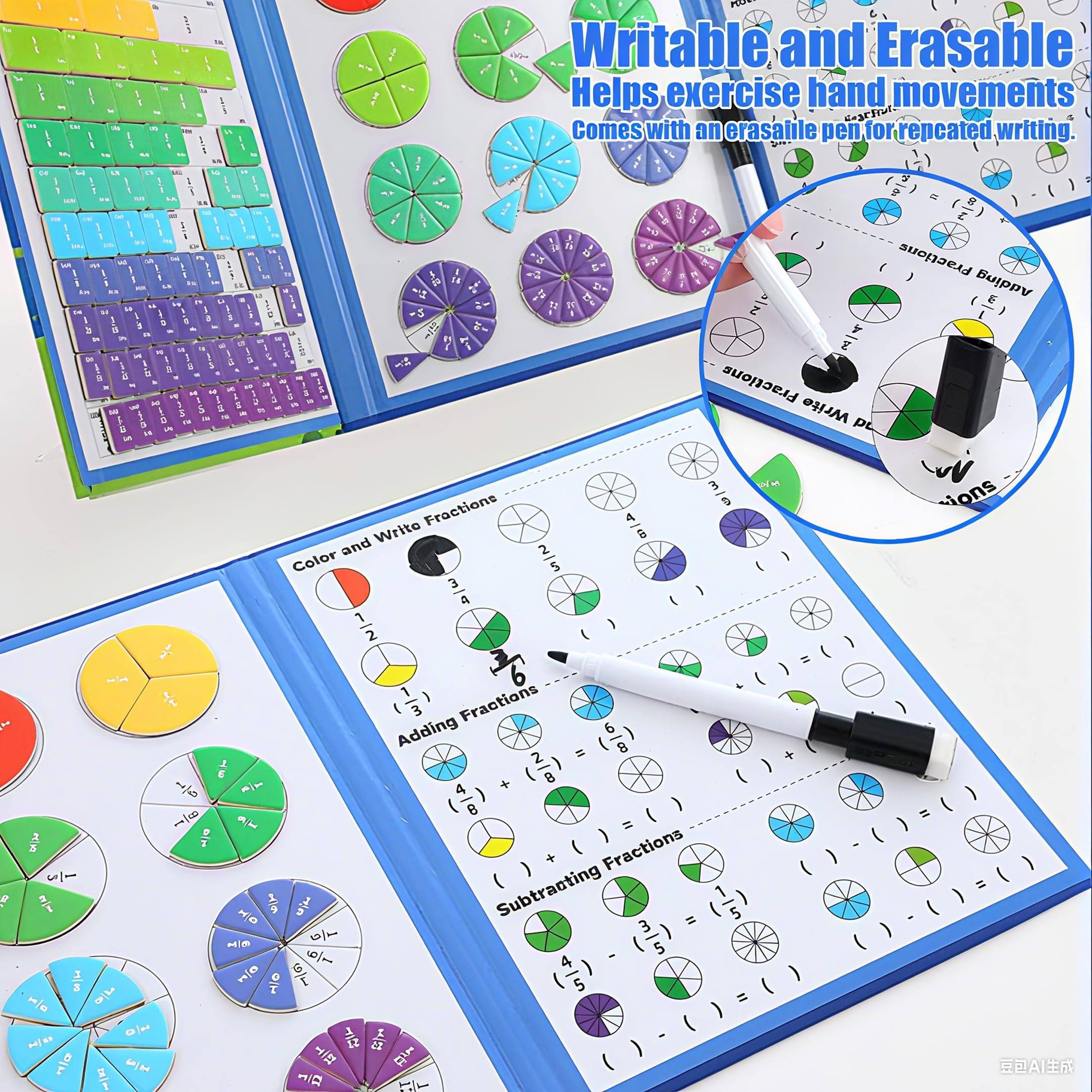 Puzzle Magnétique Fractions – Jeu Éducatif Pour Apprendre Les Fractions En S’Amusant (Cercle, Rectangle, Secteur) – Idéal Pour Classe Ou Maison