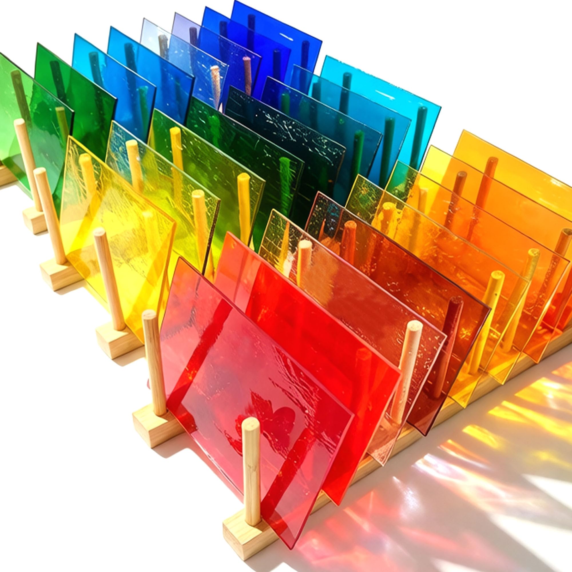 Paquete variado de 26 hojas de vidrieras – Hojas de vidrio transparente de 15,2 x 10,2 cm para mosaico, atrapasueños, manualidades y decoración del hogar – Kit de inicio de vidrio de arte