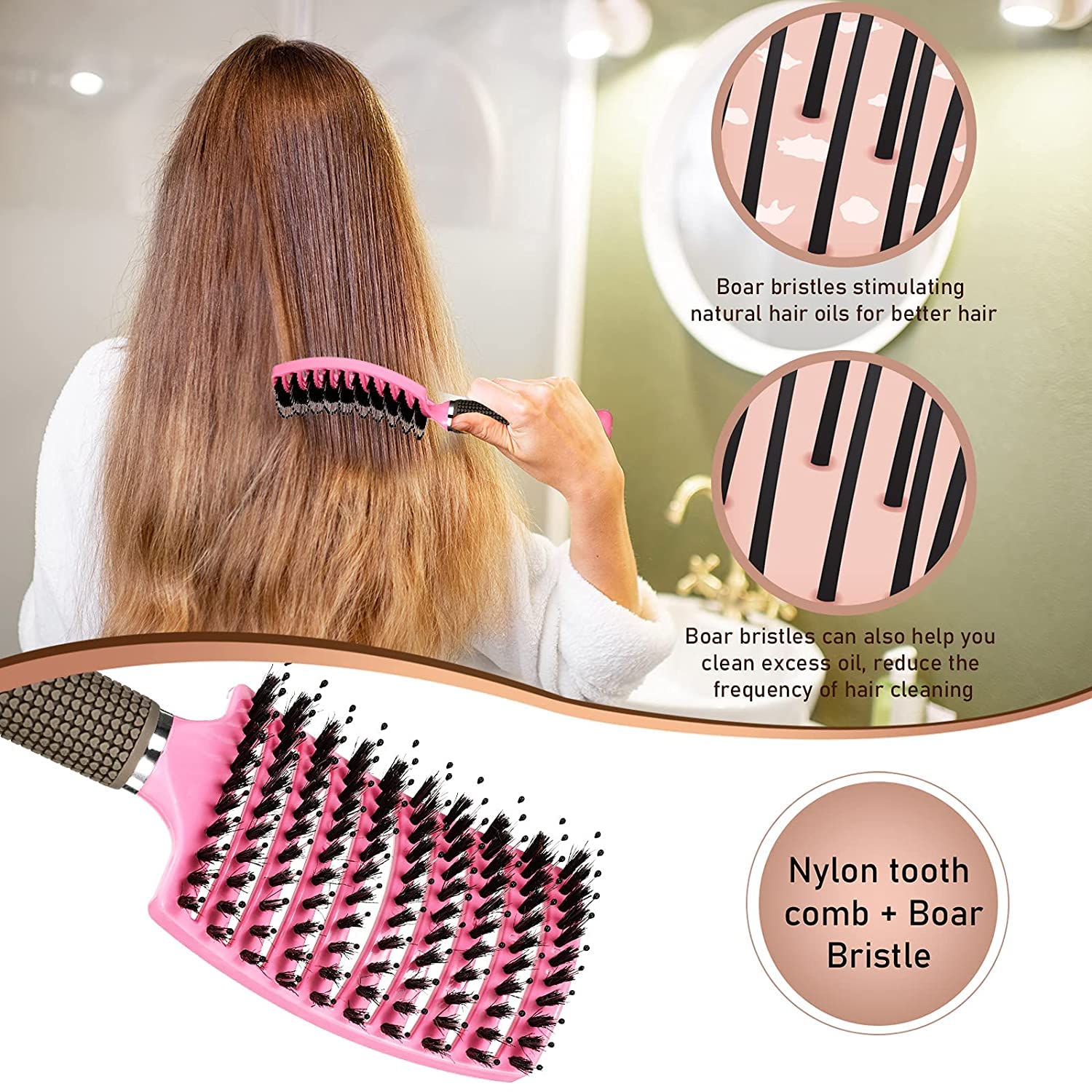 Buy SiDSTYLES® Professional Natural Boar Bristle/Nylon Detangling