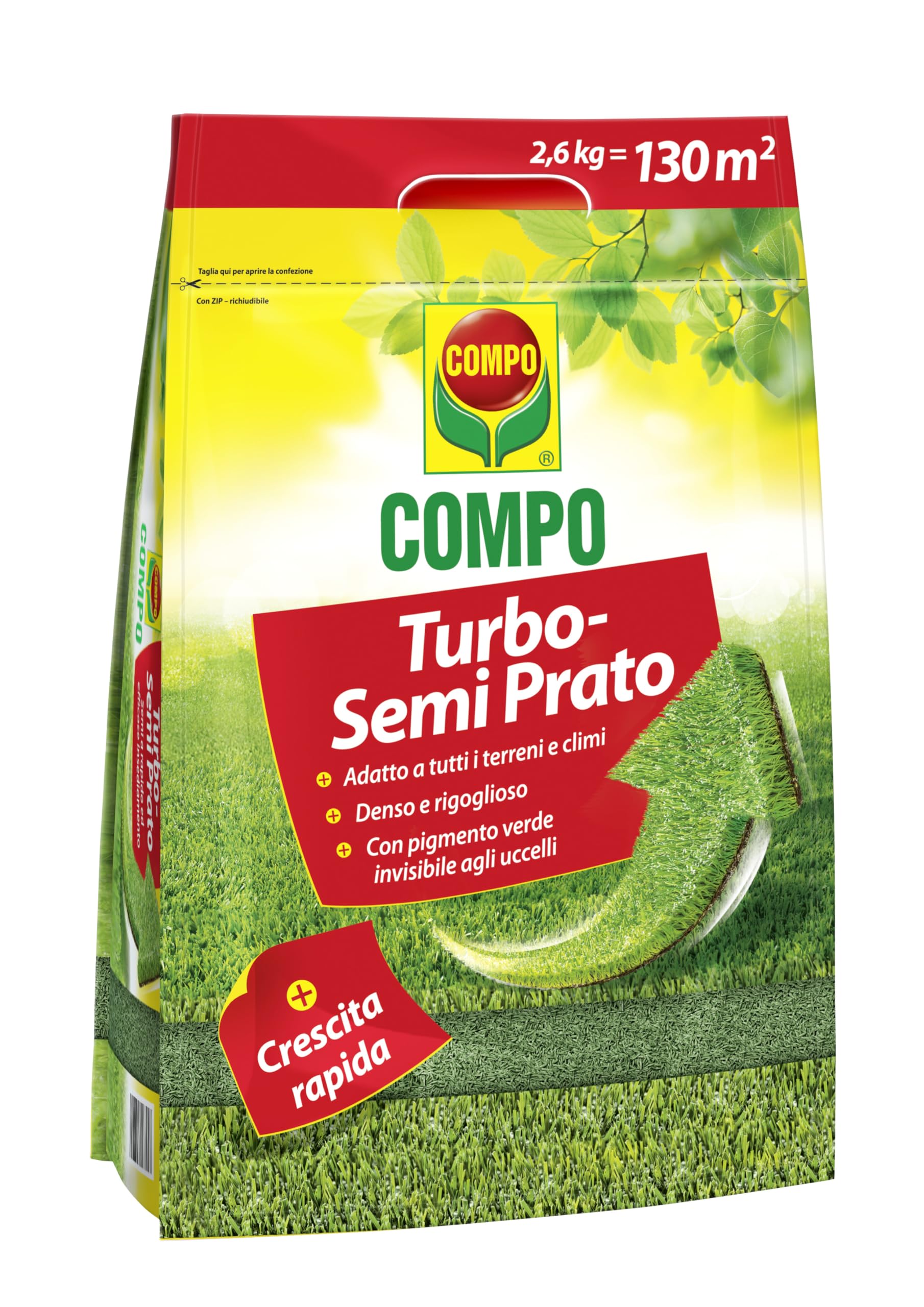 COMPO TURBO Semi per il Prato, Germinazione Rapida e Inseidamente Efficace, 2,6kg