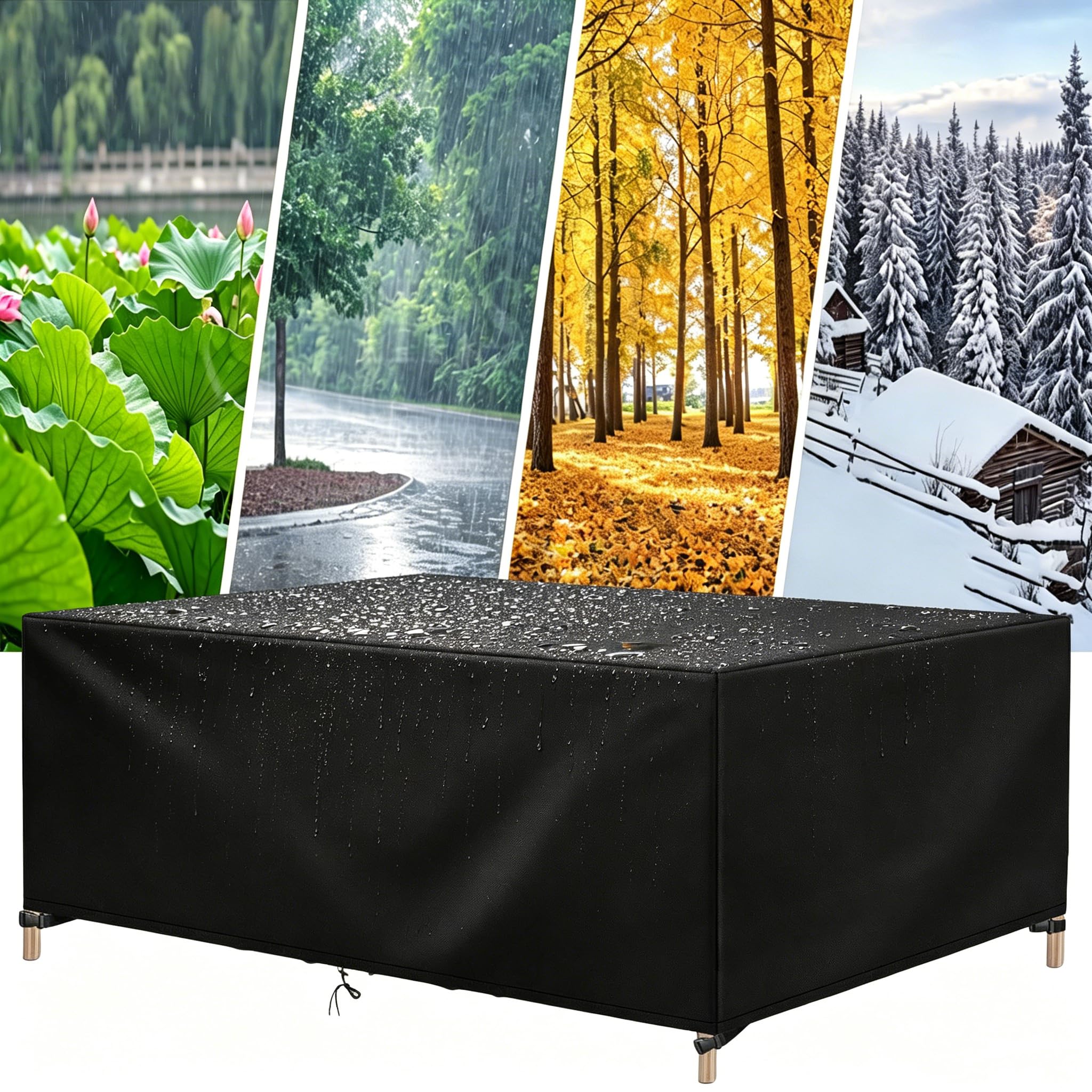 DSRDRFG Outdoor Bistro Set Cover 85x55x94cm/LxWxH 420D Oxford Garden Table Cover Waterproof, Furniture Dustproof Covers for Rattan Table Cube Chair Sofa, Windproof Anti-UV, Black