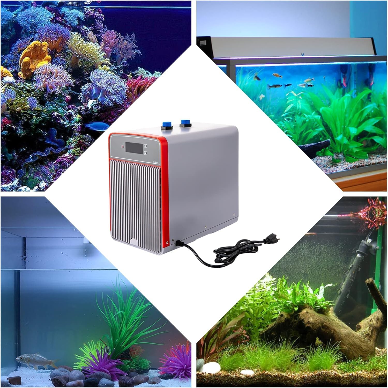 Aquarium Water Chiller for Fish Tank up to 42 Gallons, Low Noise Cooling System with Intelligent Temperature Control, Compact Fish Tank Chiller for Freshwater Saltwater