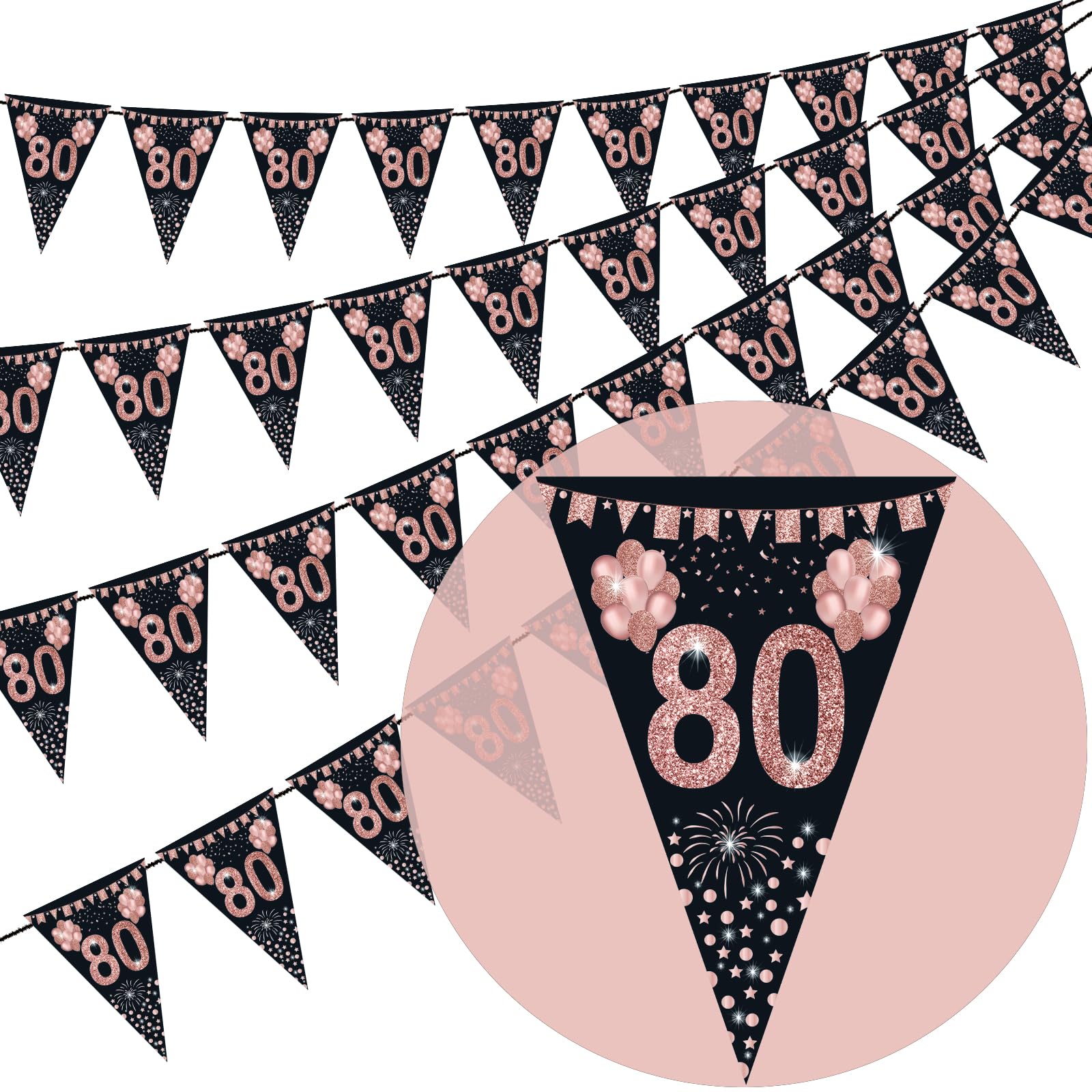 Wimpelkette Zum 80. Geburtstag / VE-Day – 5 M Lang, 20 Dreieckige Flaggen, Für 2025