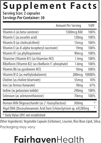 Miniatura 2 de Fairhaven Health Esenciales multivitamínicos posnatales  Multivitamínico diario vegano para mujeres posparto  Apoyo al desarrollo de la madre y el