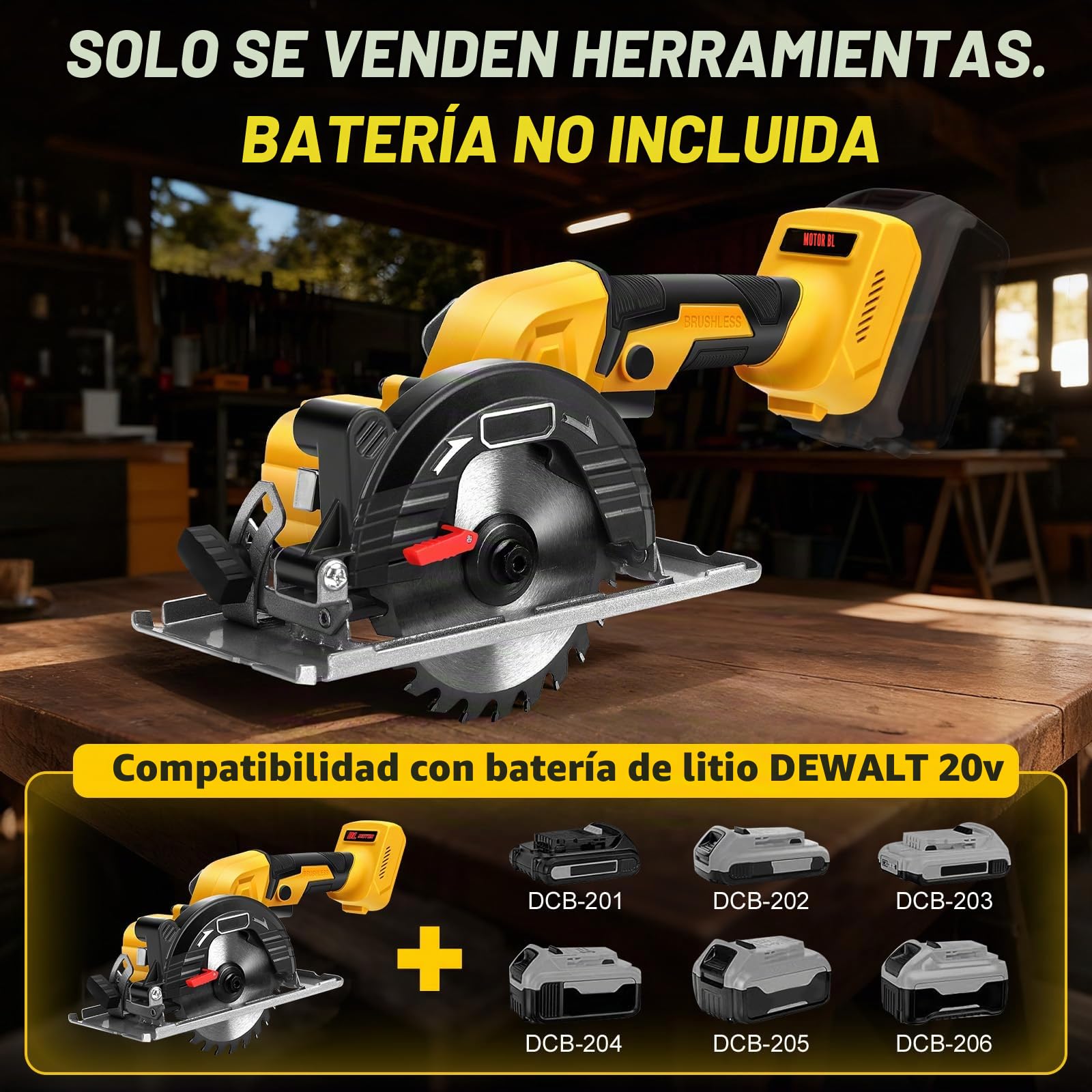 Roadtime mini Sierra circular de 5 pulgadas para DeWalt 20V(sin baterías) | profesional mini sierra circular de mano con 2 cuchillas, sierra para madera y cuchillo de diamant