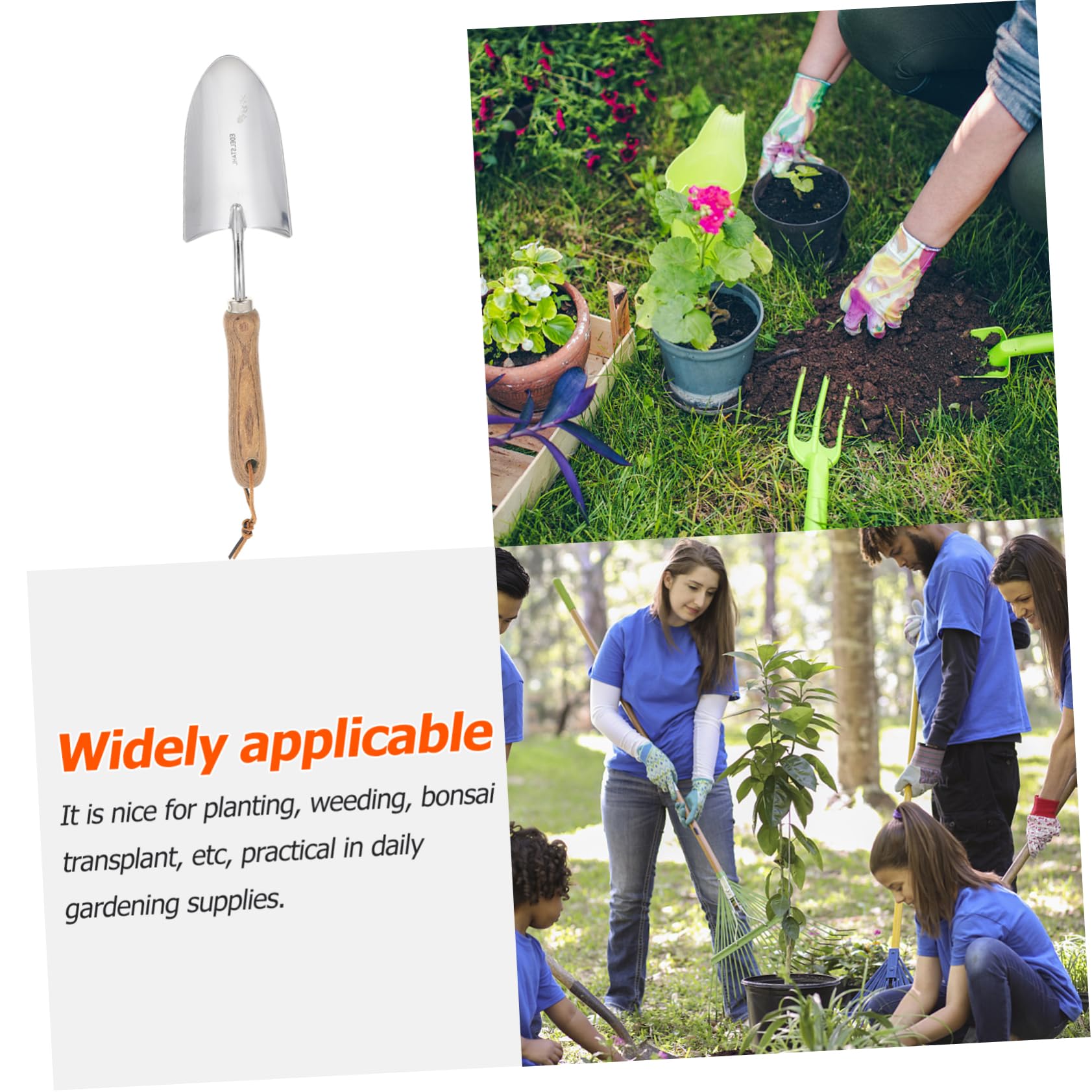 Abaodam 2 Stück Kleine Gartenkelle mit Holzgriff Gartenwerkzeug für Pflanzen Umtopfen und für Garten Innenhof und Park