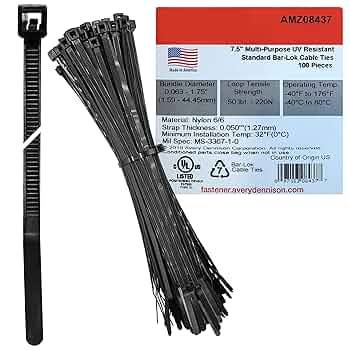 Amazon.com: Bar Lok 7.5” Zip Ties – 100 Pieces, Black – Made