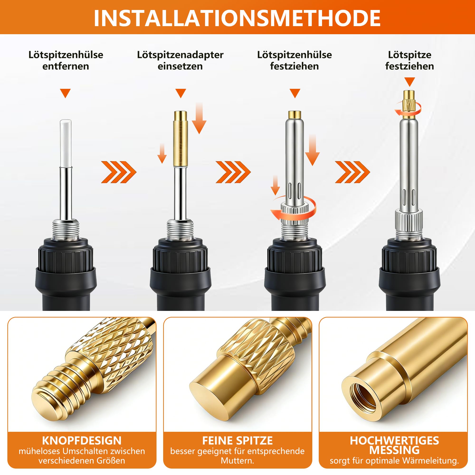 Zestaw 450 sztuk końcówek gwintowanych, LCD, regulowana temperatura, lutownica z 7 końcówkami lutowniczymi i 2 adapterami i stojakiem do lutownicy i pęsetą, 450 szt. końcówek gwintowanych M2 M2,5 M3