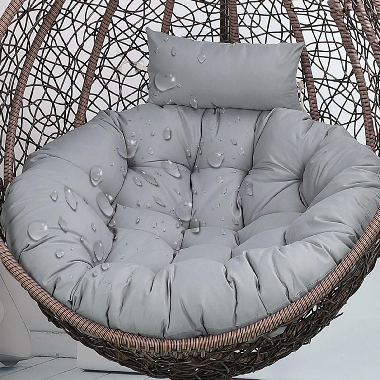 Aocase Egg Chair Cushion Only Replacement - Large Thick Washable Seat Pad & Pillow for Indoor/Outdoor Hanging Swing Basket Chairs, Garden Patio Mat Pads with Zipper (Cushion Only),NO05,110×110cm