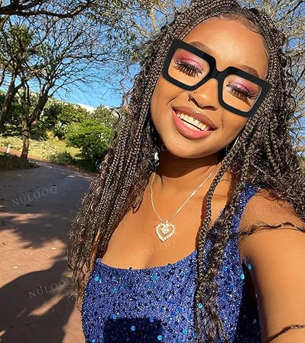 Miniatura 2 de NULOOQ Elegantes anteojos cuadrados gruesos de gran tamaño para mujer, sin receta, transparentes, para computadora