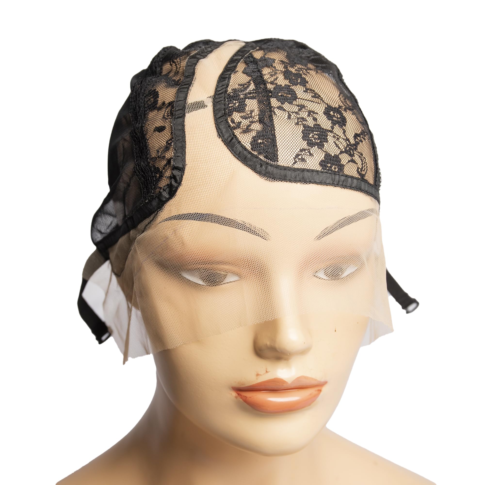 Lace Wig Cap Side Part - Medium Size | Black Weaving Wig Cap with Adjustable Strap for Women and Girls | DIY Wig Making