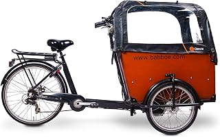 Luxus Regenzelt - Geeignet für Babboe Big Lastenfahrrad - MIT Verdeckgestänge (Schwarz)