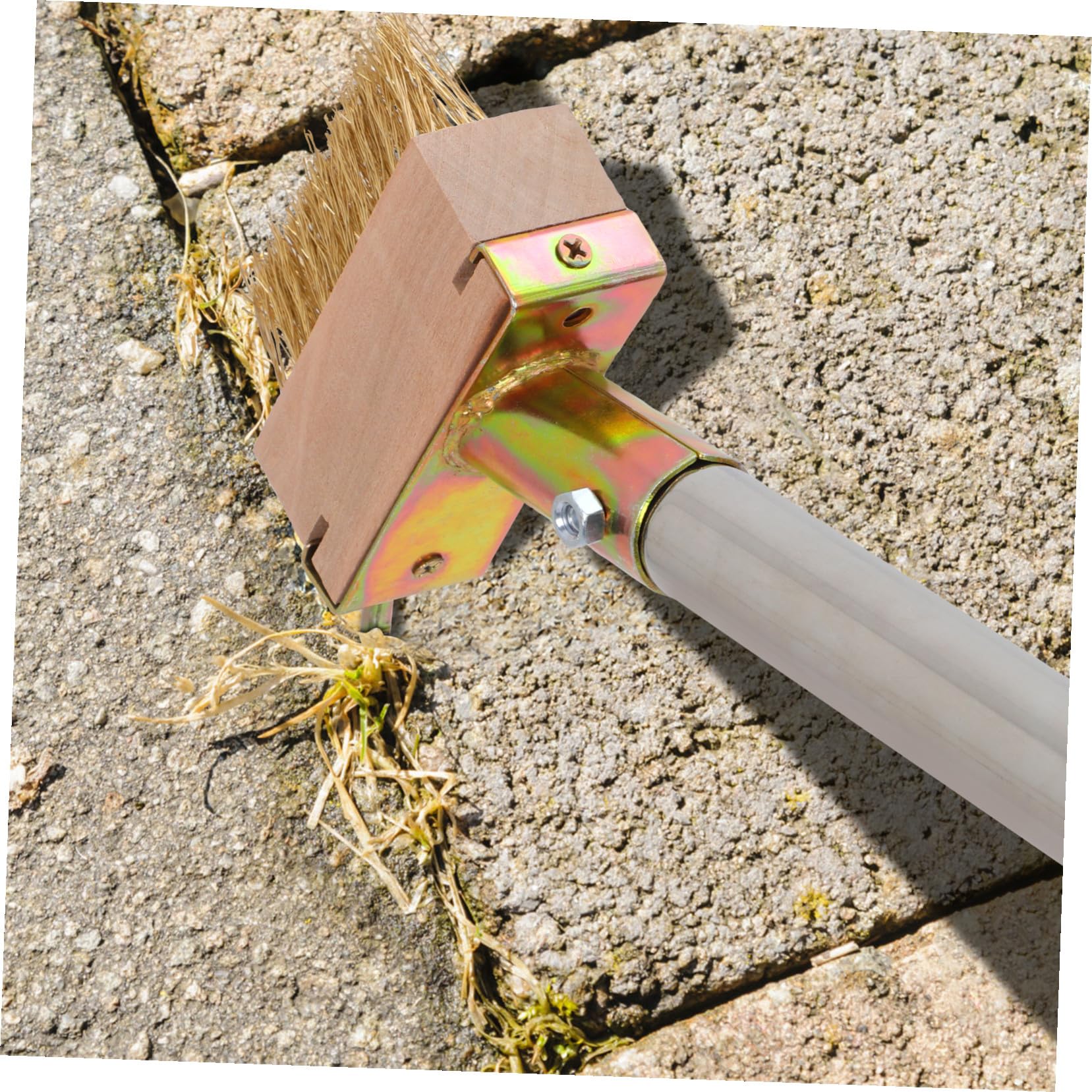 Einstellbare Edelstahldraht Unkrautbürste mit Teleskopgriff für Gartenweg Terrasse Vielseitiges Reinigungswerkzeug für Ritzen und Spalten