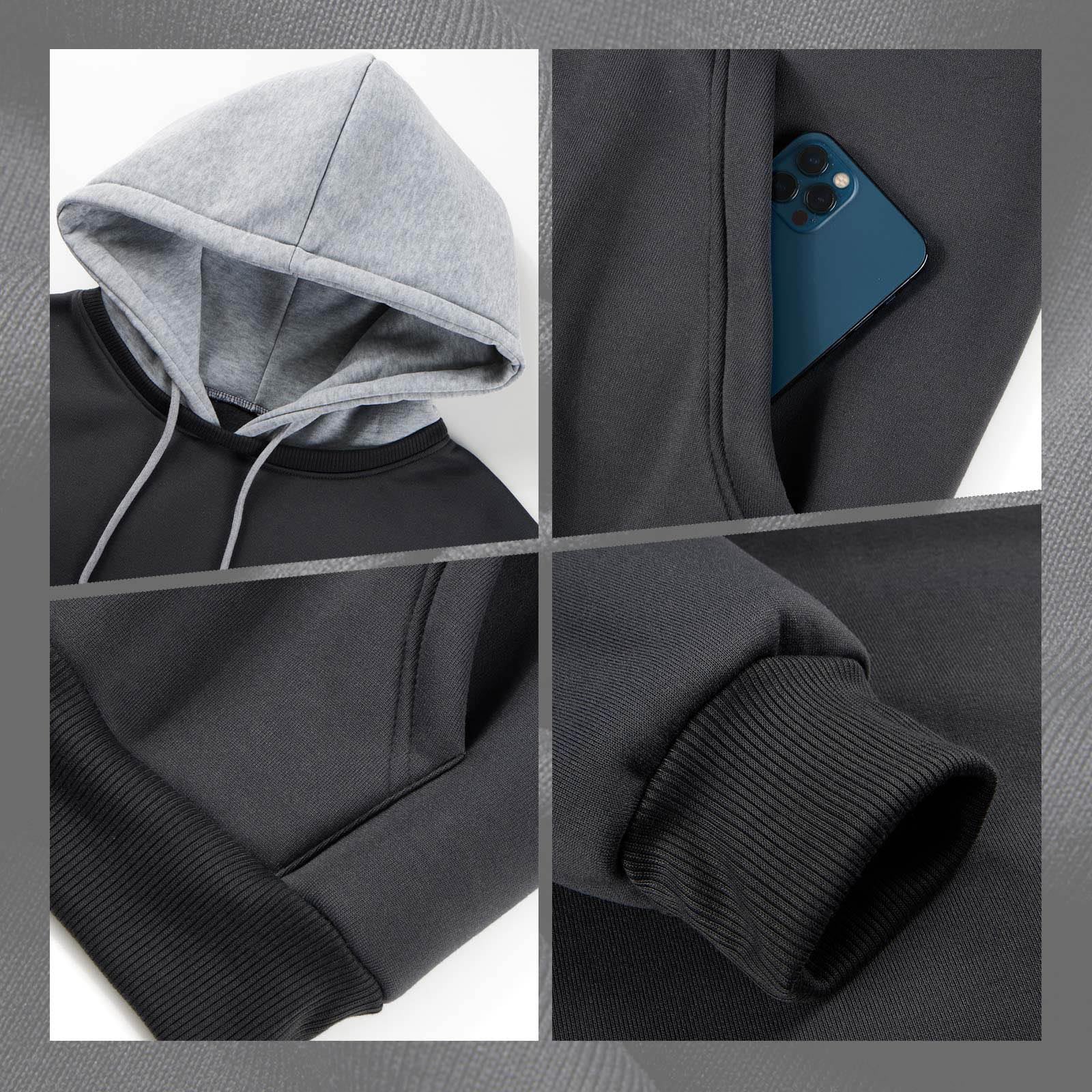 comefohome Hoodie Herren Pullover Langarm Sweatjacke Kapuzenpullover Farbblock Sweatshirt