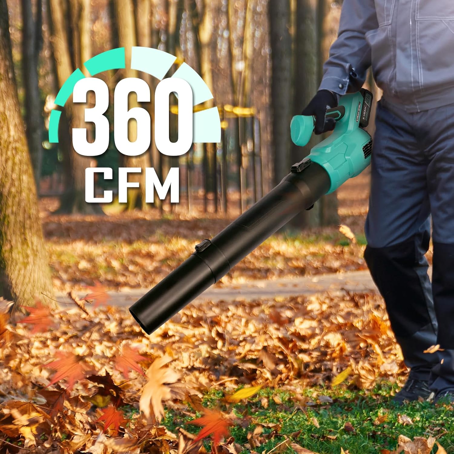 Leaf Blower Cordless- Battery Operated, Lightweight and Portable Compact Leaf Blower with 1 X 4.0 Batteries & Charger for Lawn Care