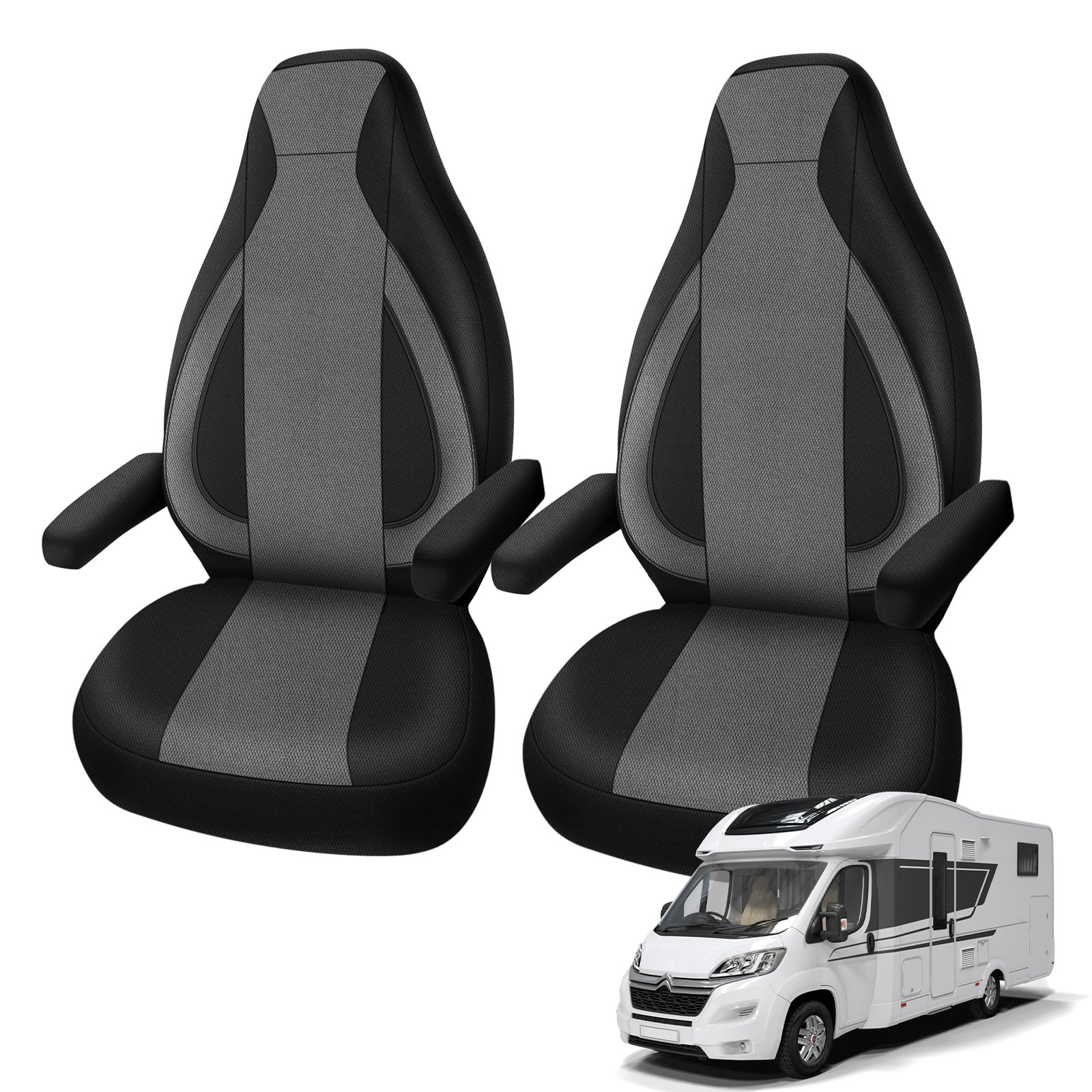 Fundas de asiento de coche para FIAT Ducato Citroen Jumper Peugeot Boxer PossL 2 Win Knaus Adria Carthago Pilote Laika RV Fundas de asiento de coche